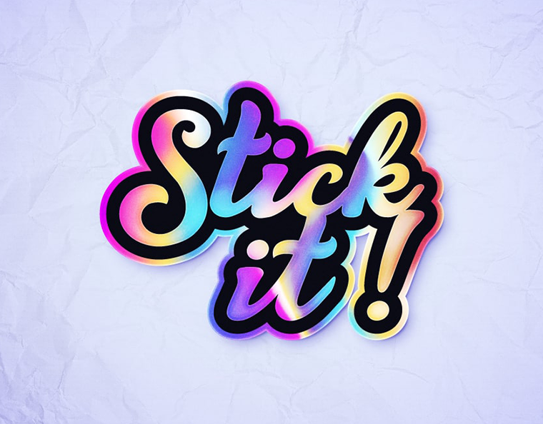 Holographic sticker text effect