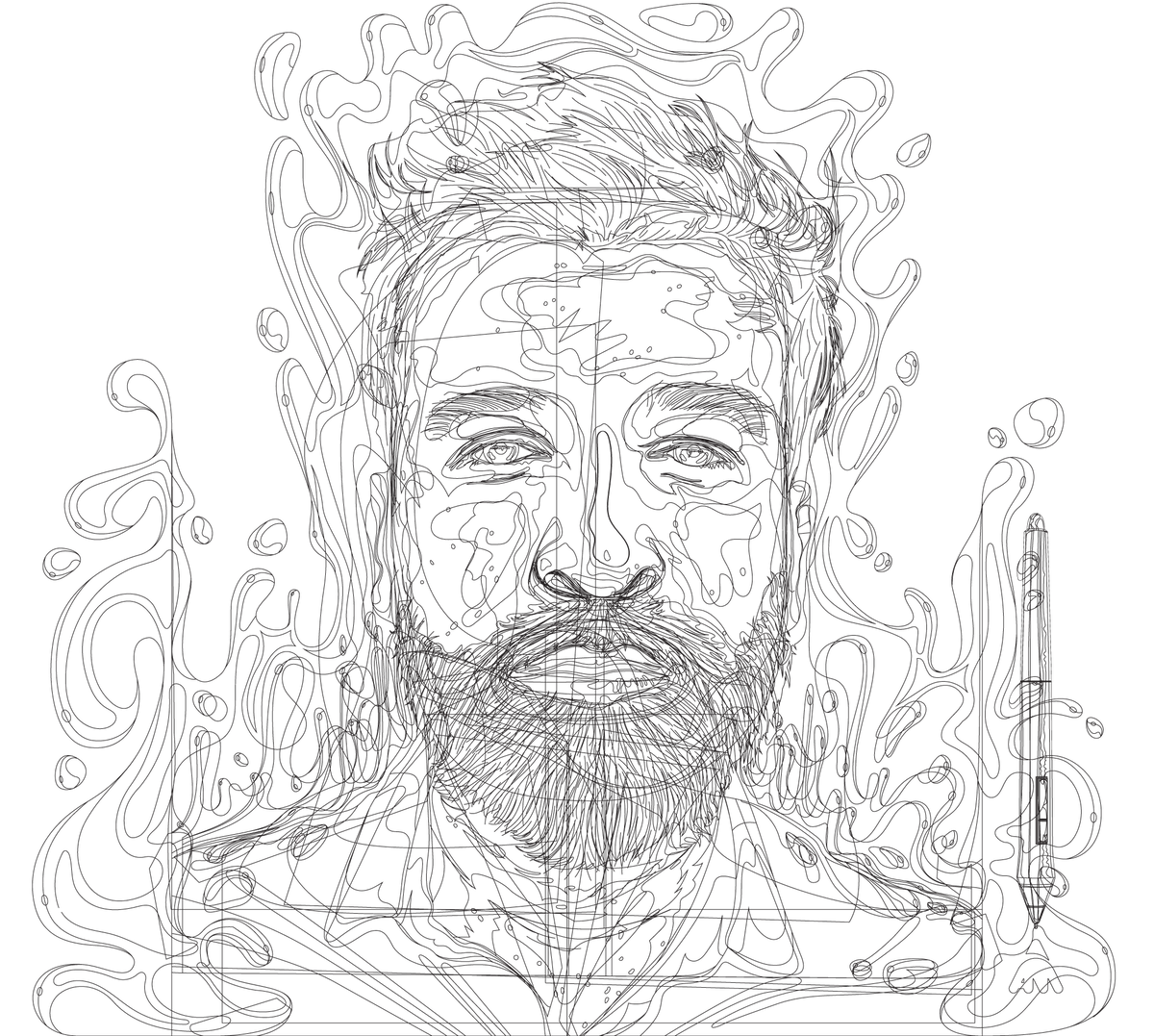 The same portrait as vector outlines
