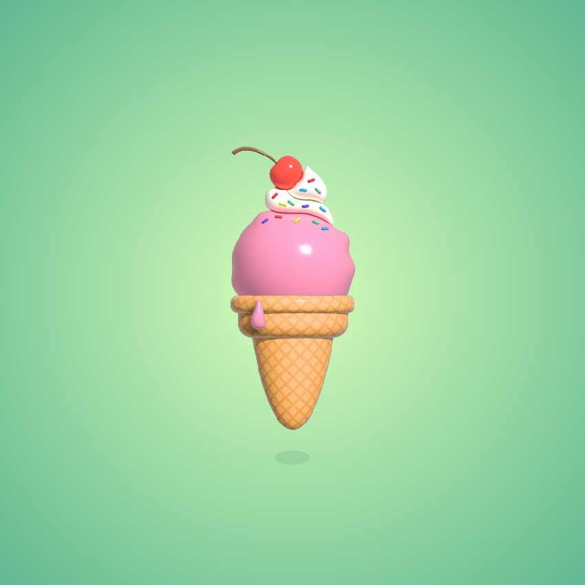 3D Ice Cream Kawaii Illustration — Variation 1