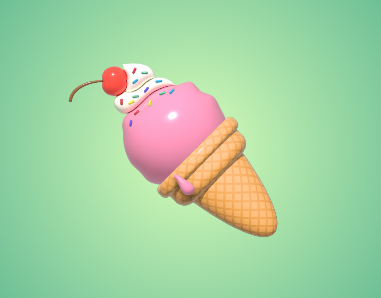 3D Ice Cream Kawaii Illustration