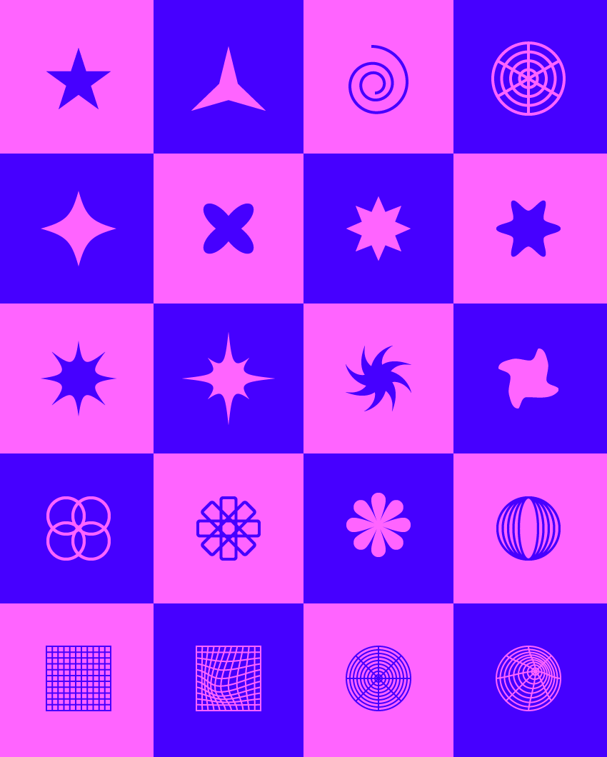 Abstract Y2K Geometric Icons — Variation 2