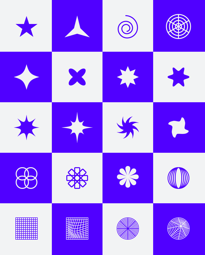 Abstract Y2K Geometric Icons — Variation 3