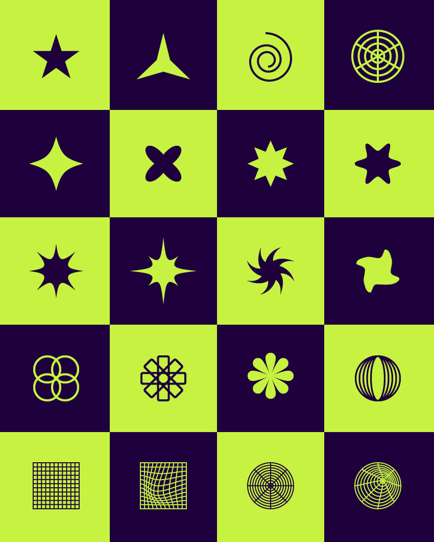 Abstract Y2K Geometric Icons — Variation 4