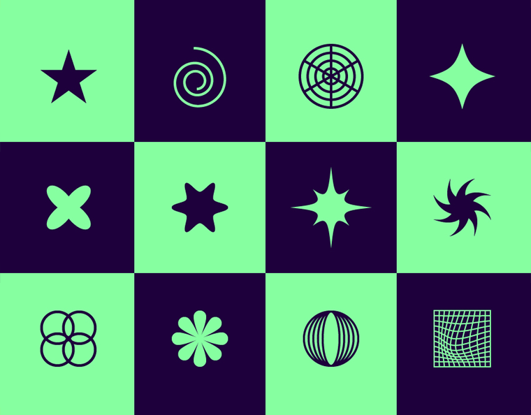 Abstract Y2K Geometric Icons
