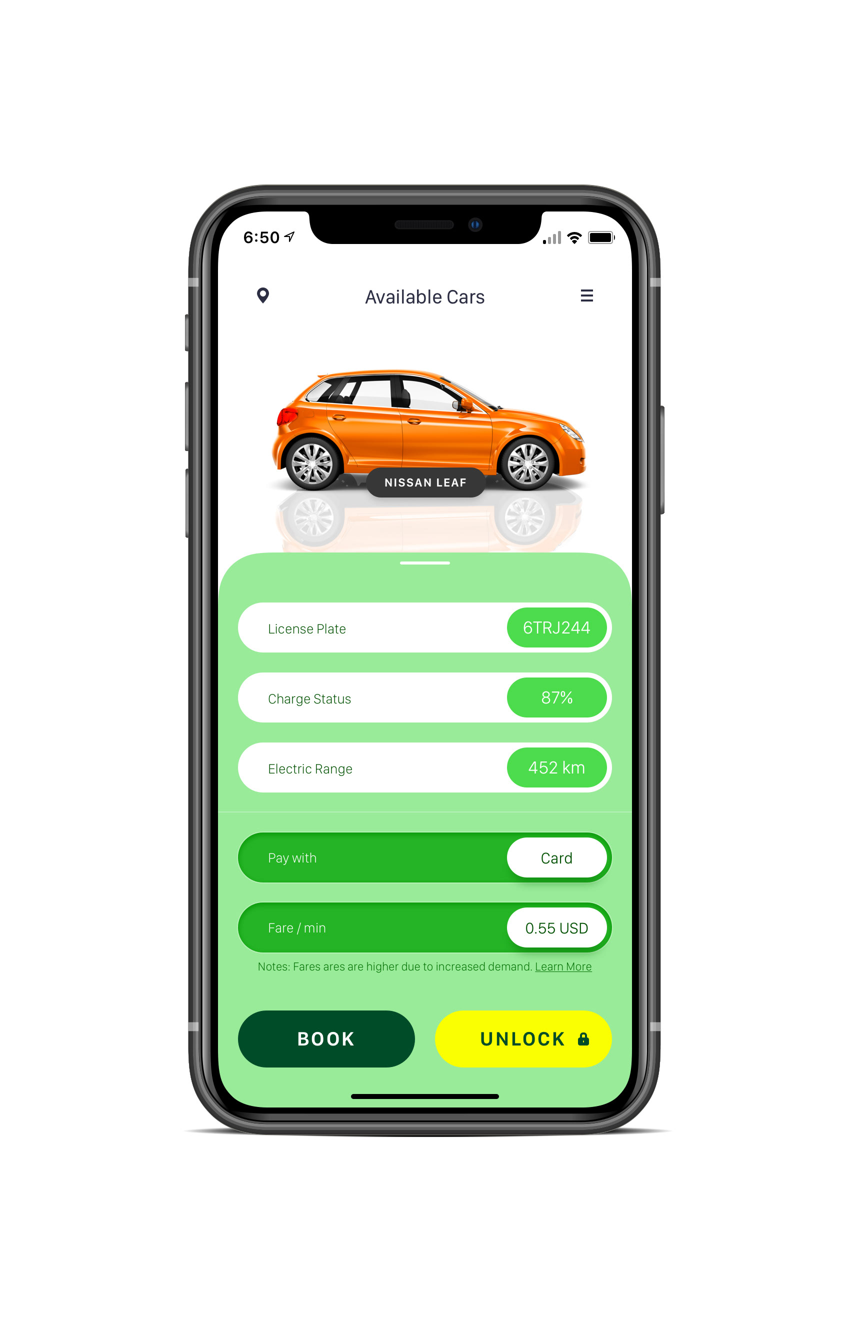 Electric Car Sharing App UI Concept — Variation 1