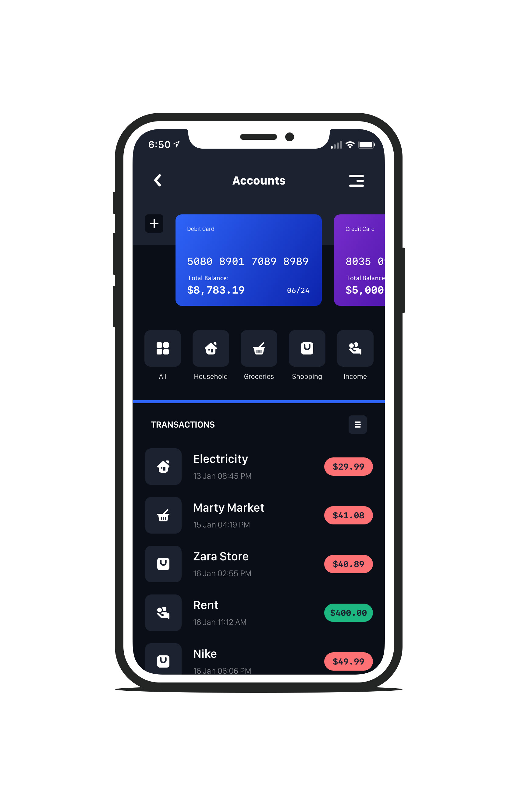 Finance App UI Concept — Variation 3