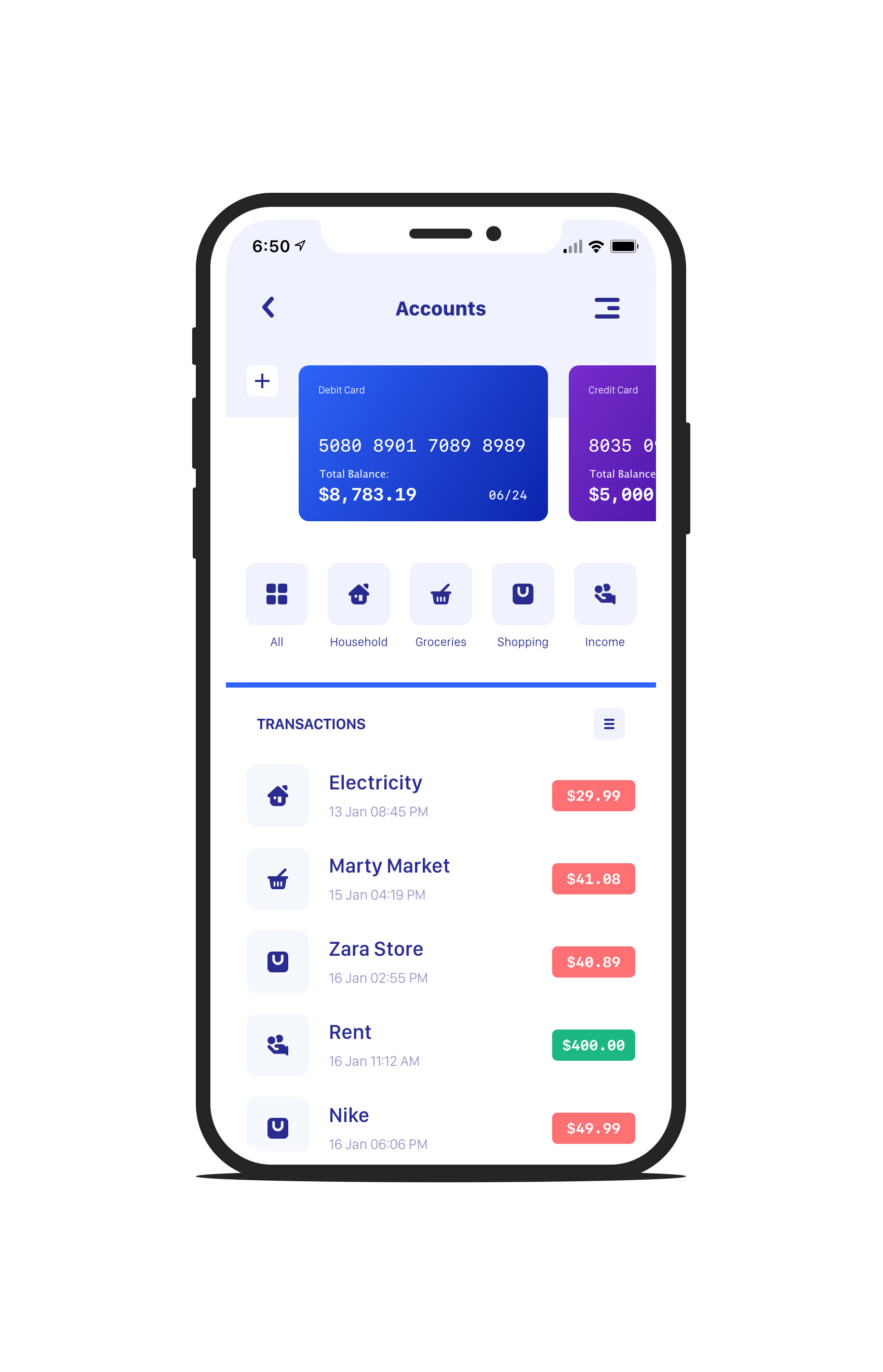 Finance App UI Concept — Variation 6