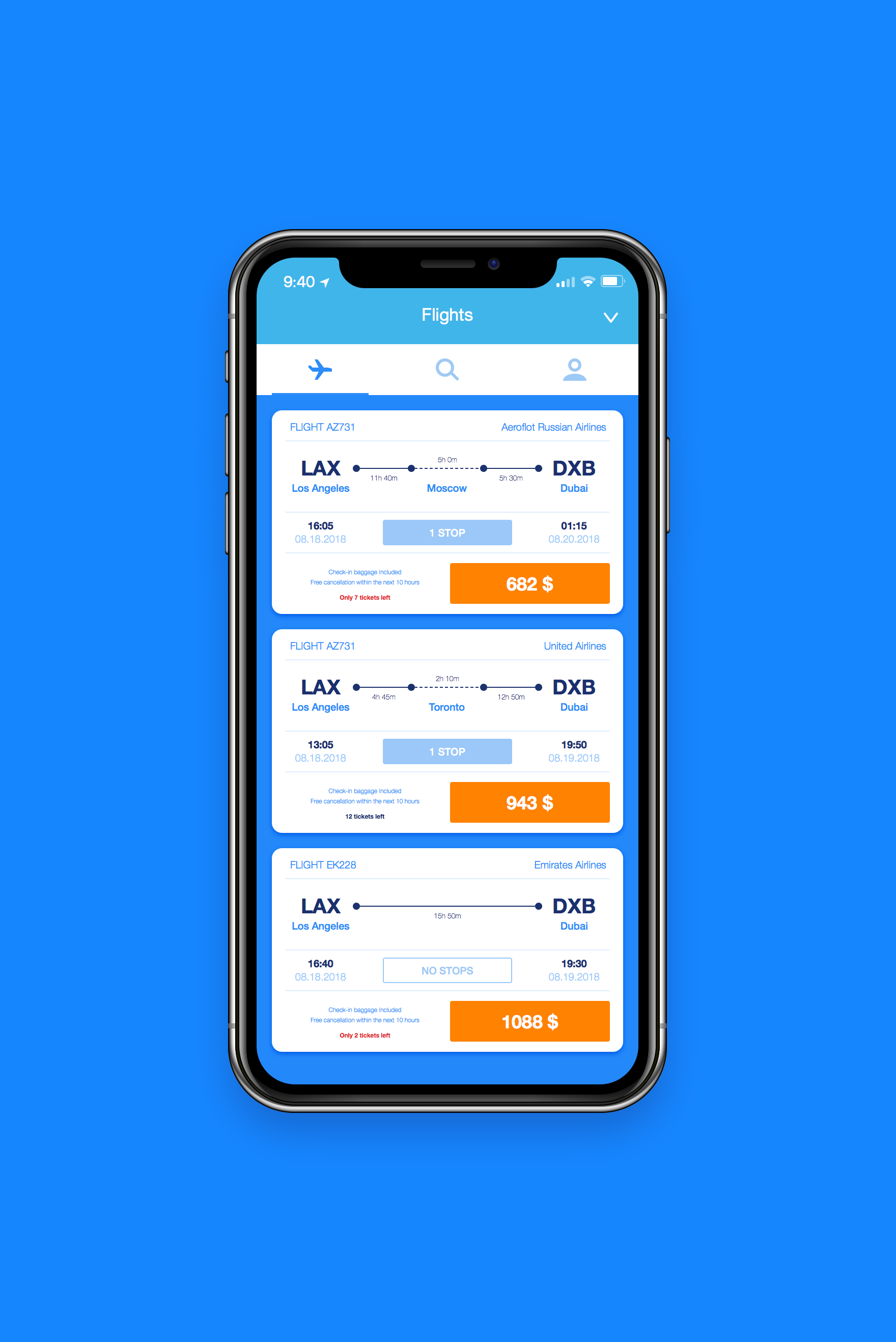 Flight Planning App UI Concept — Variation 1