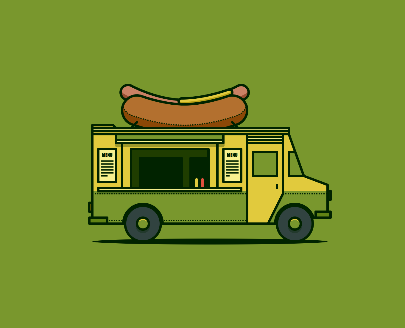 Hot Dog Truck Illustration — Variation 1