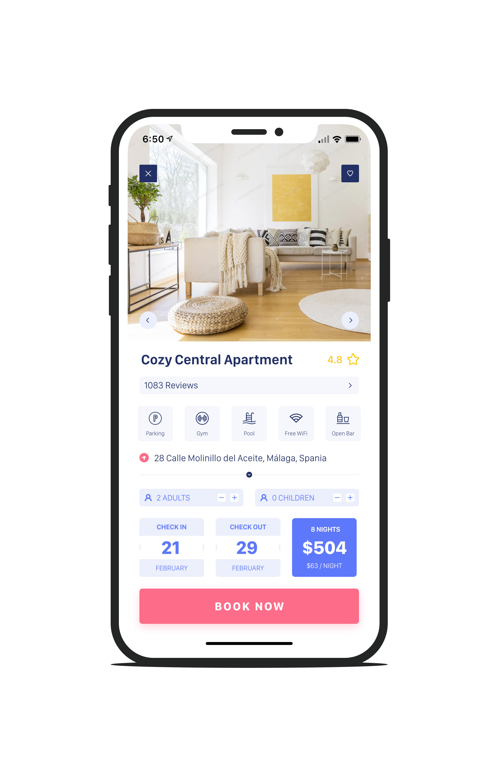 Hotel Booking App UI Concept — Variation 3