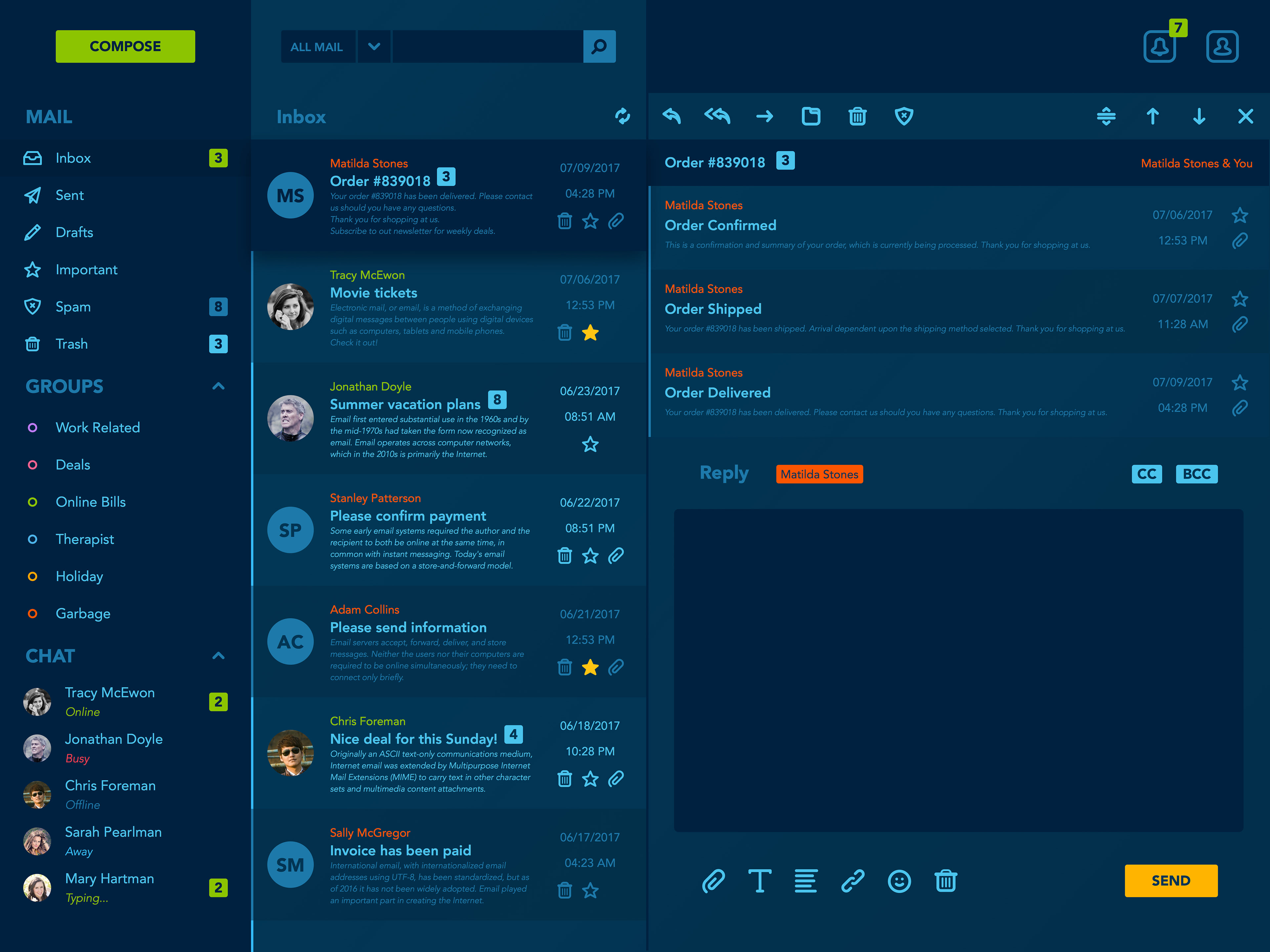 iPad E-mail App UI Concept — Variation 1