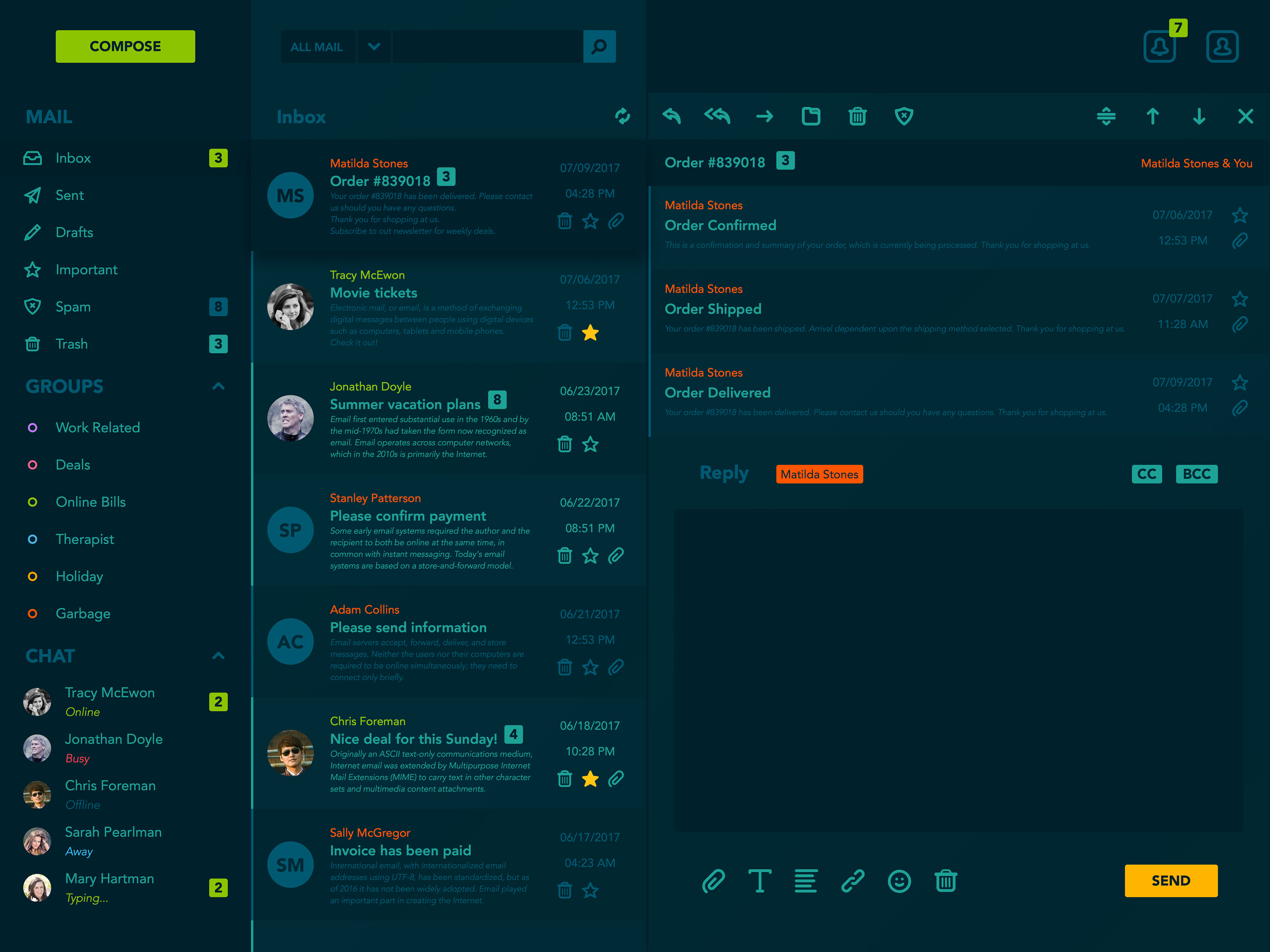 iPad E-mail App UI Concept — Variation 4