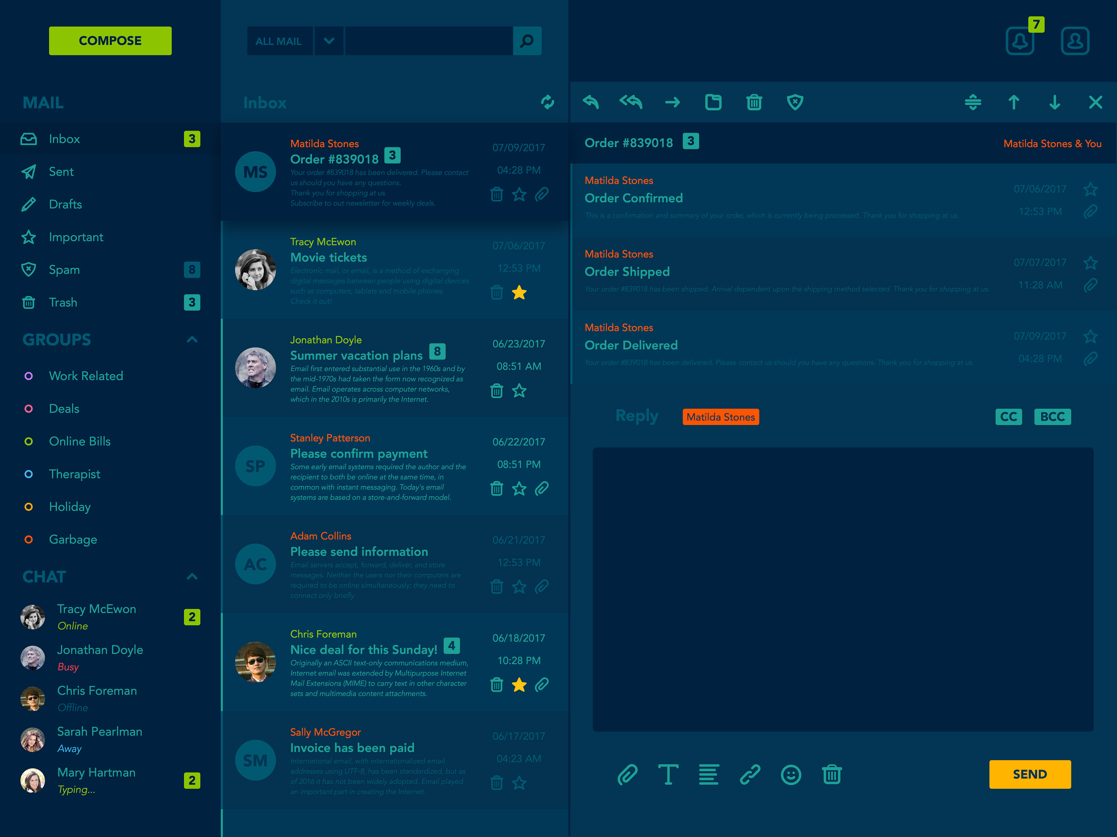 iPad E-mail App UI Concept — Variation 5