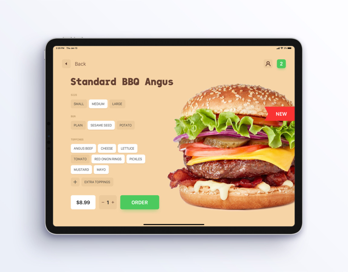 iPad Food Ordering App UI Concept