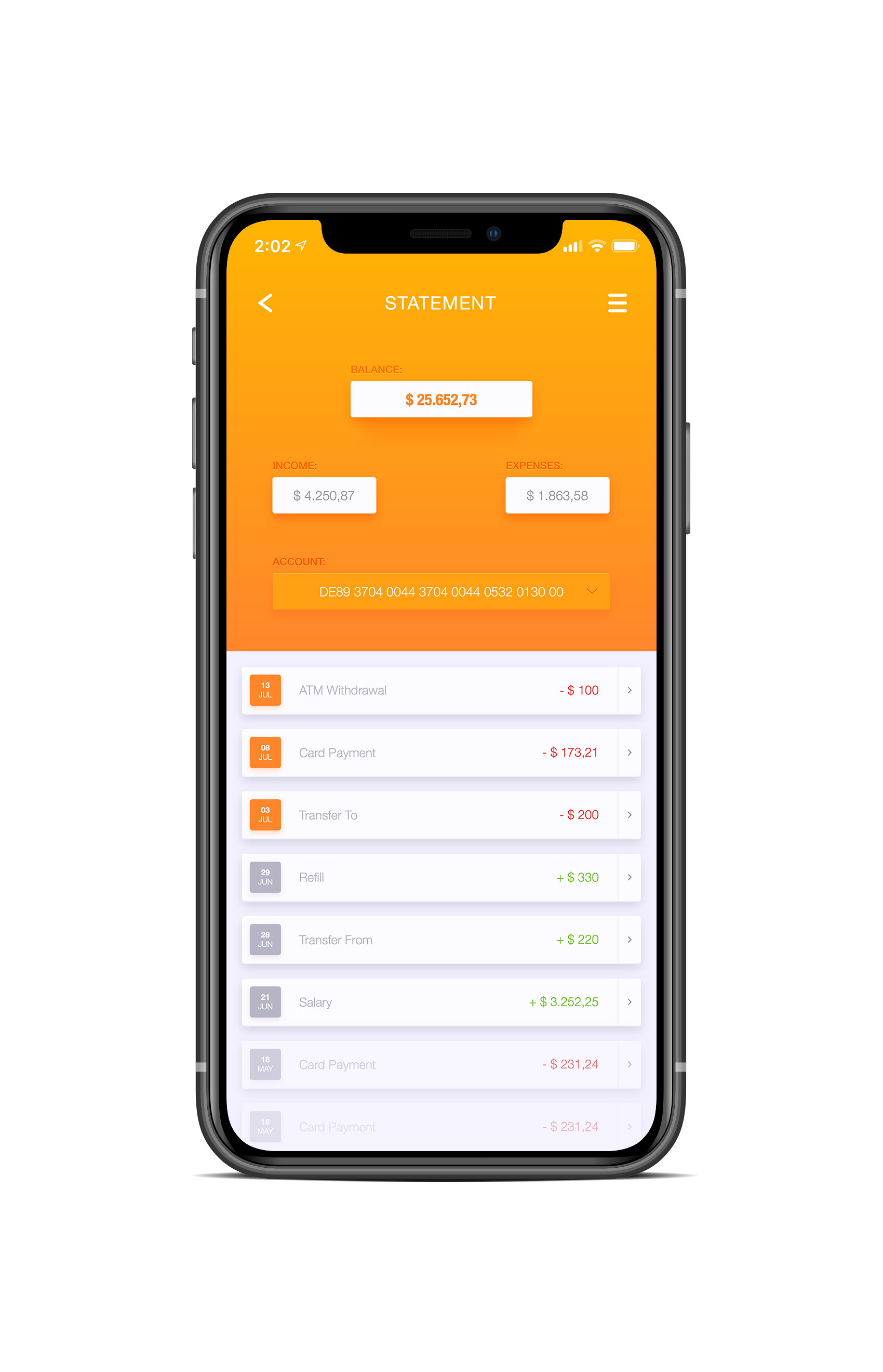 iPhone Banking App UI Concept — Variation 1