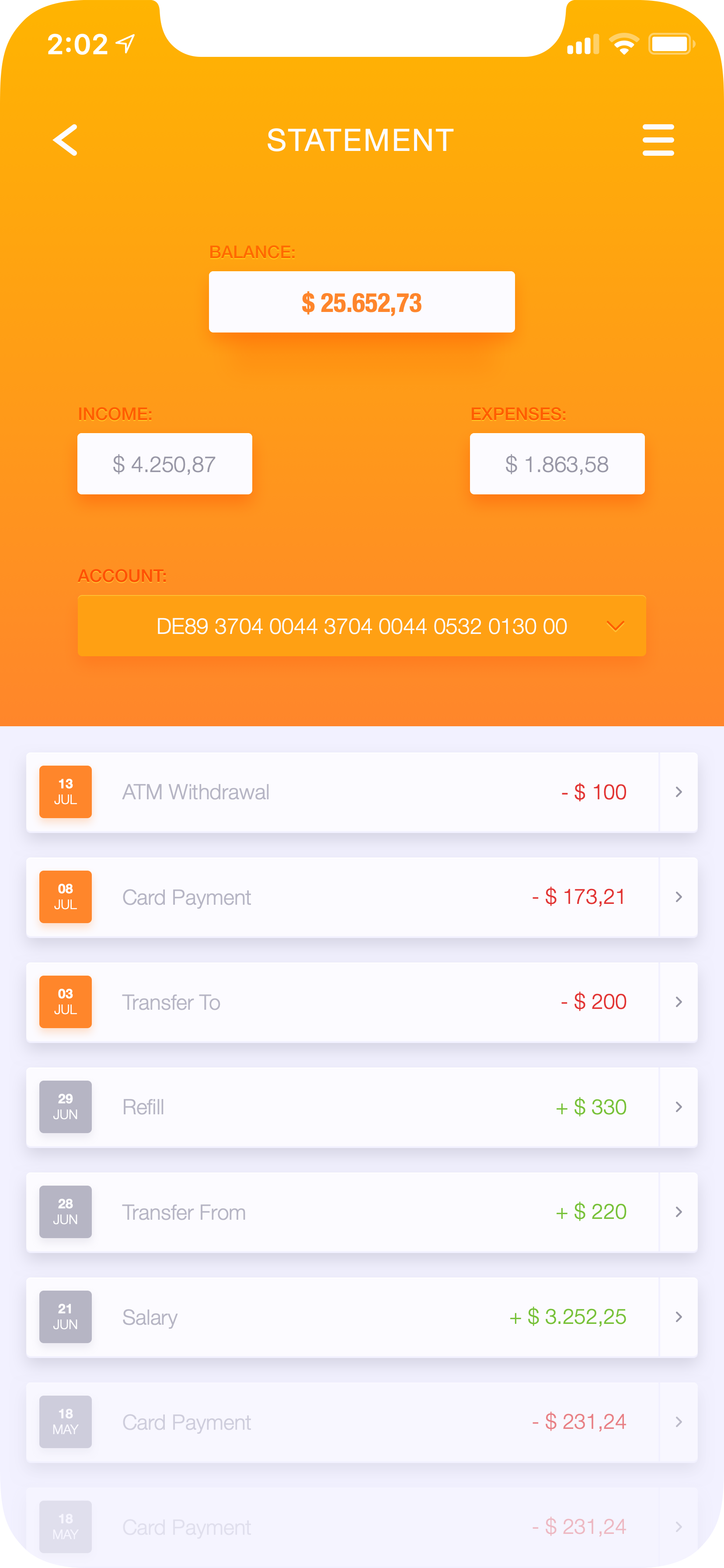 iPhone Banking App UI Concept — Variation 2