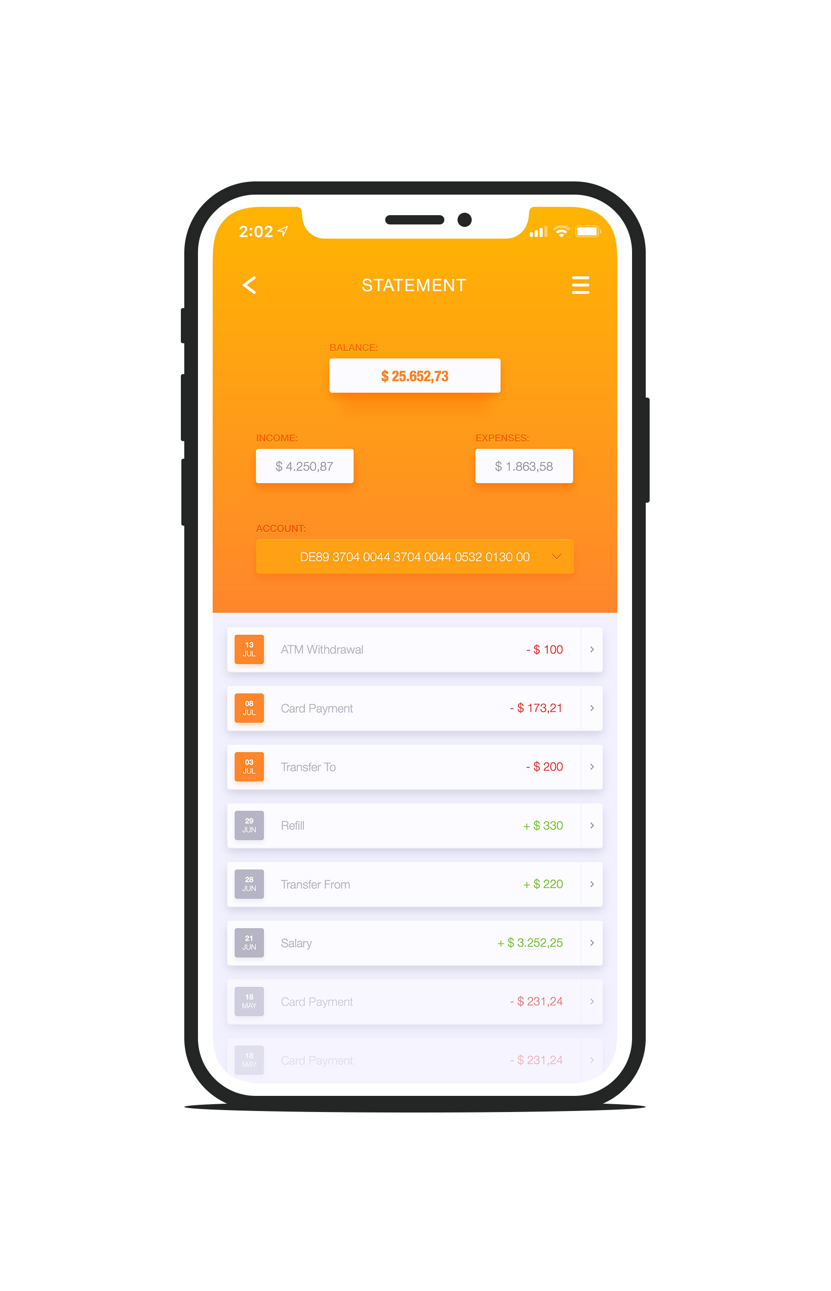 iPhone Banking App UI Concept — Variation 3