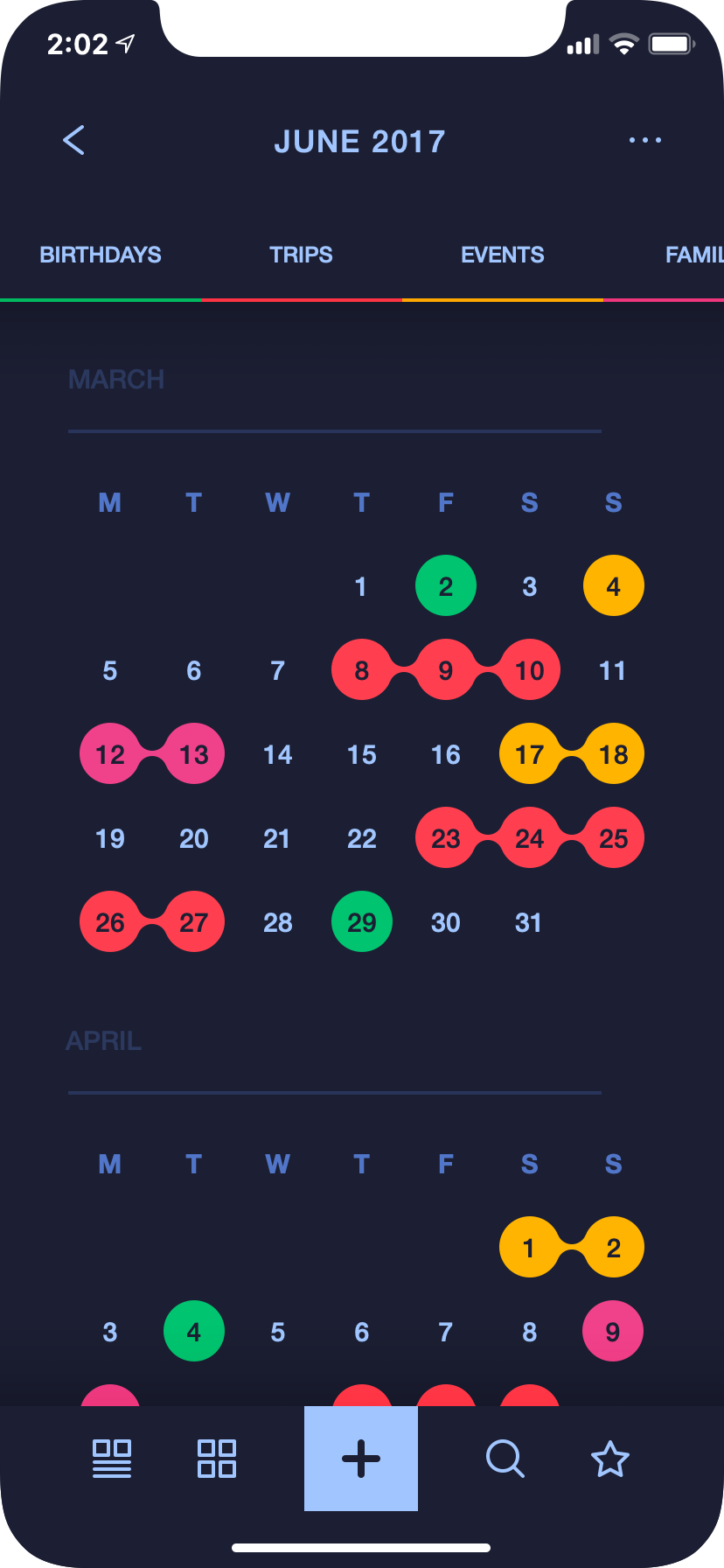 iPhone Calendar App UI Concept — Variation 2