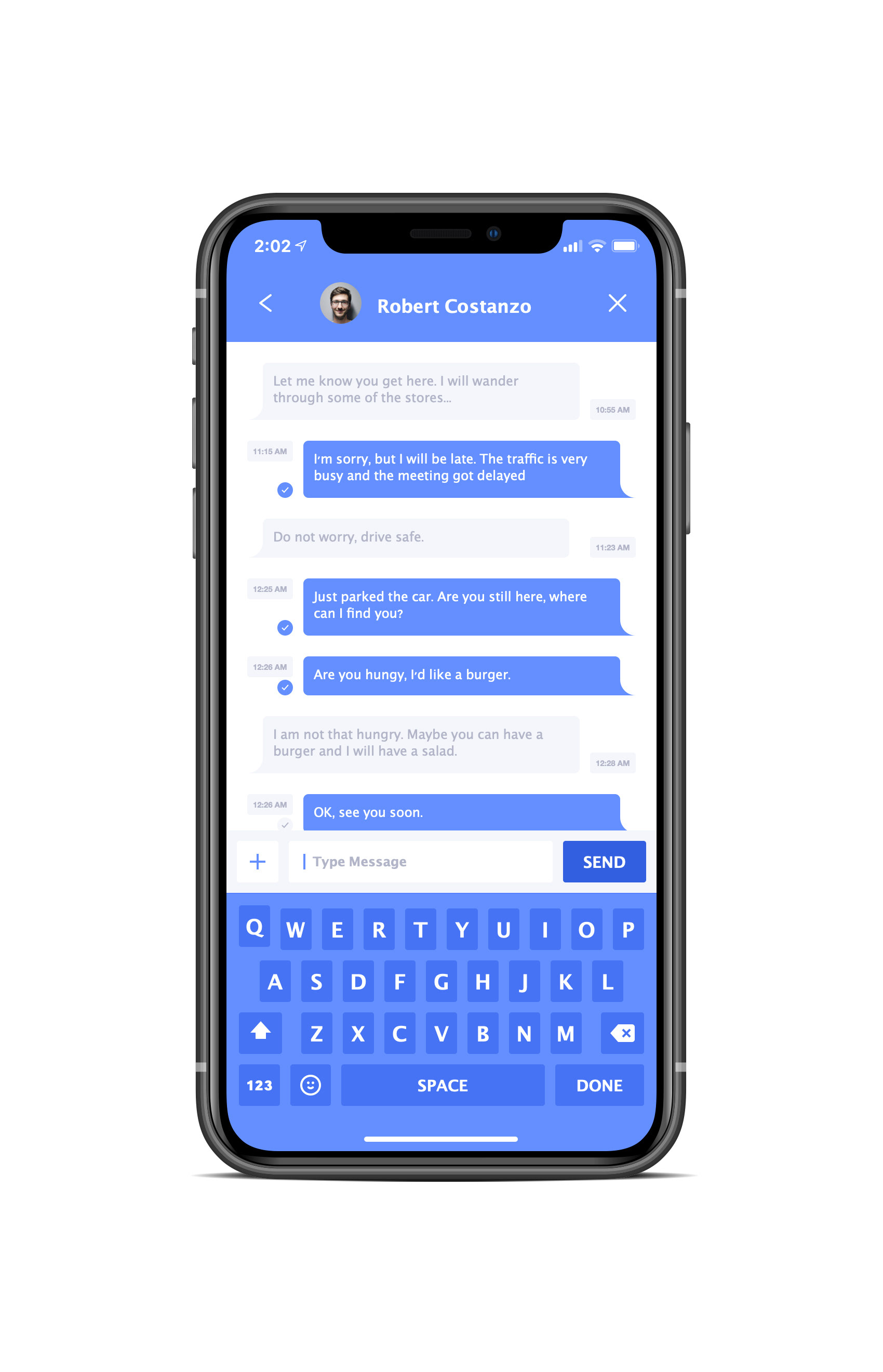 iPhone Chat App UI Concept — Variation 1