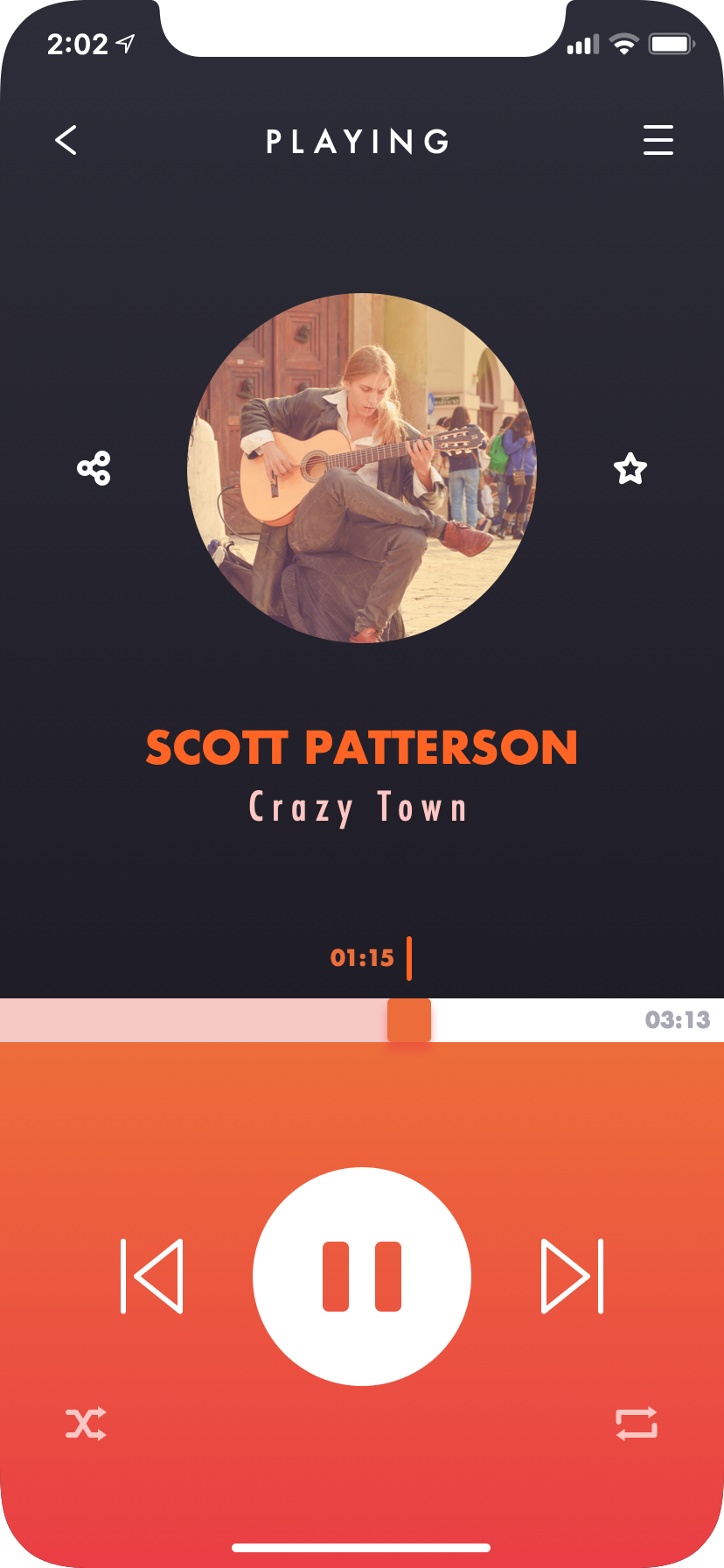 iPhone Music Player App UI Concept — Variation 2