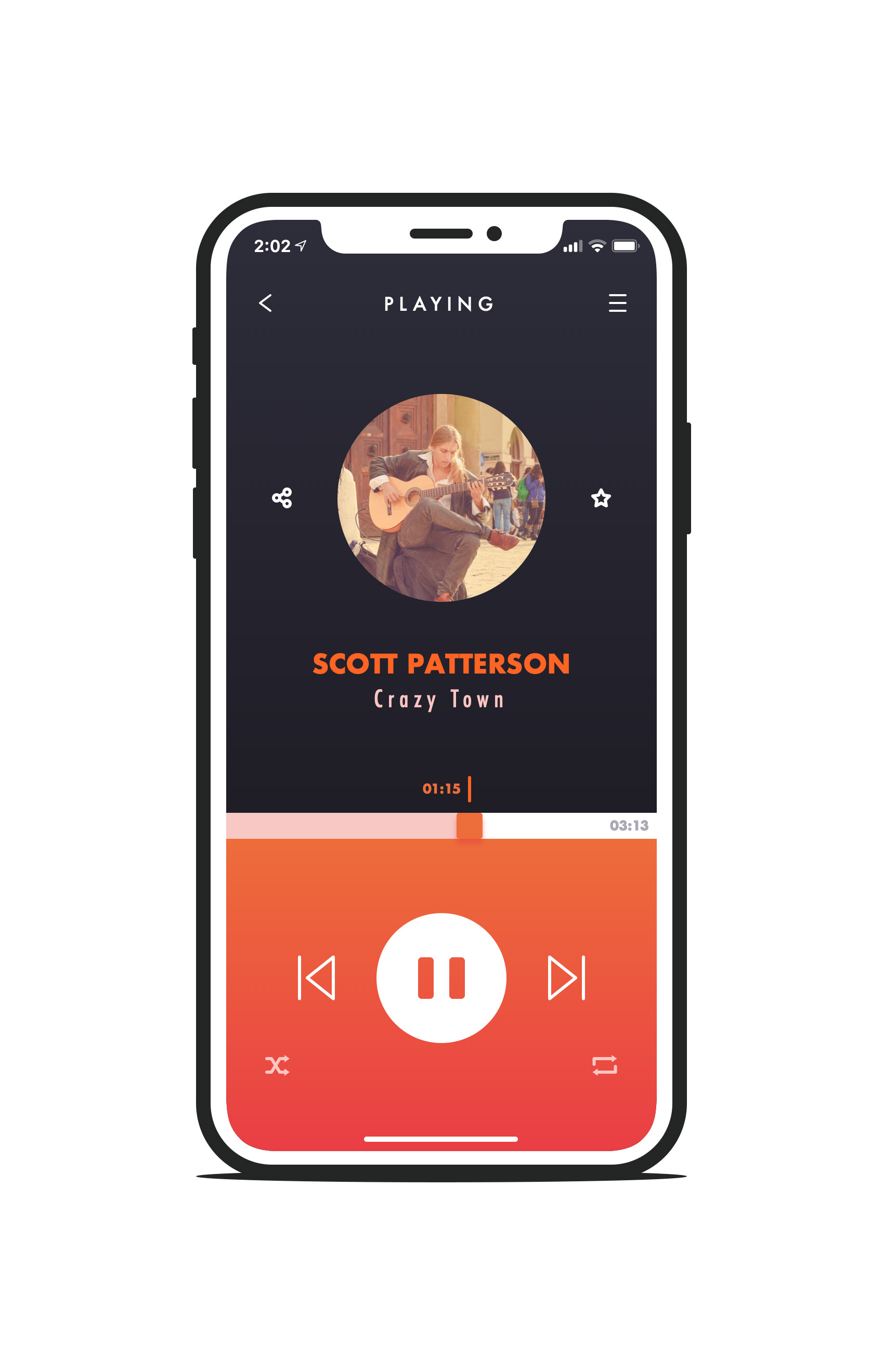 iPhone Music Player App UI Concept — Variation 3