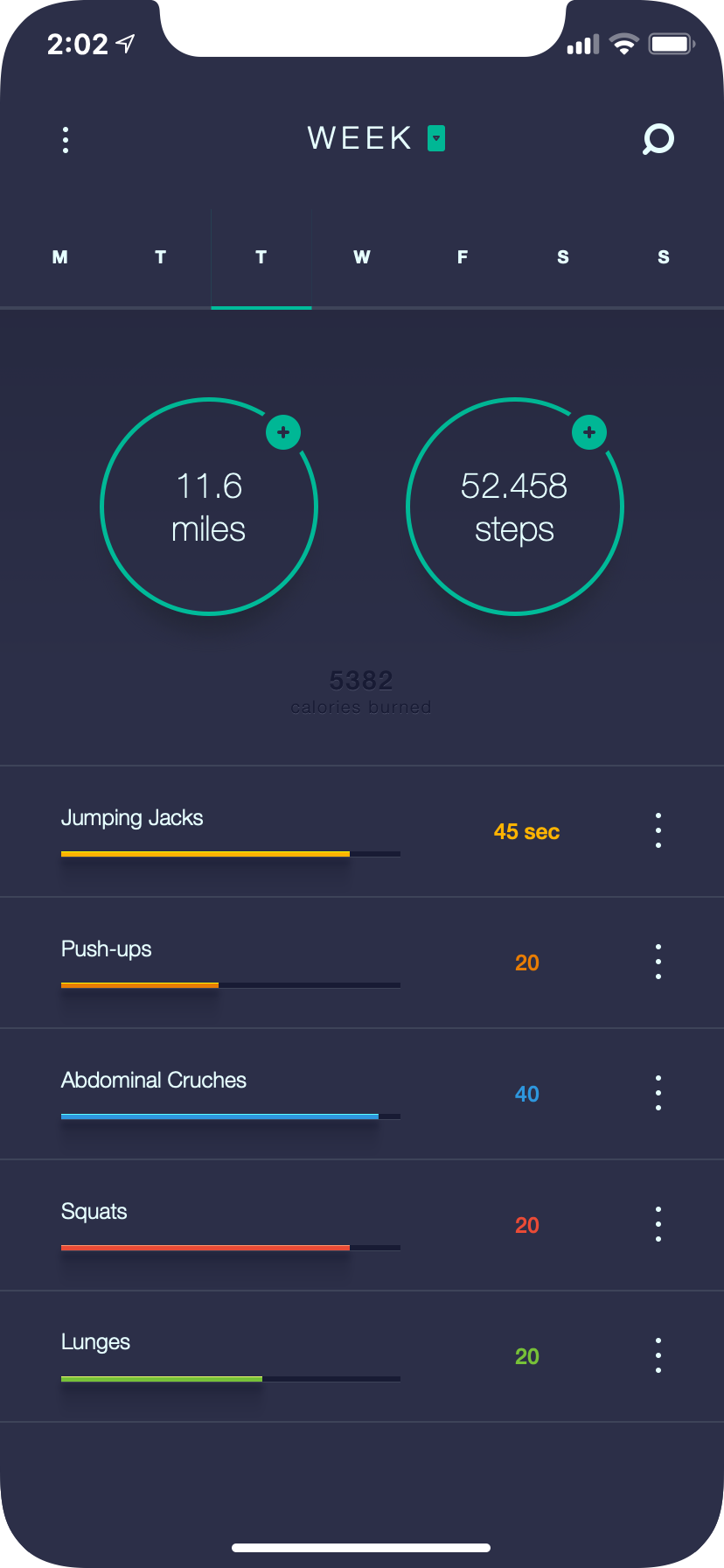 iPhone Workout App UI Concept — Variation 2