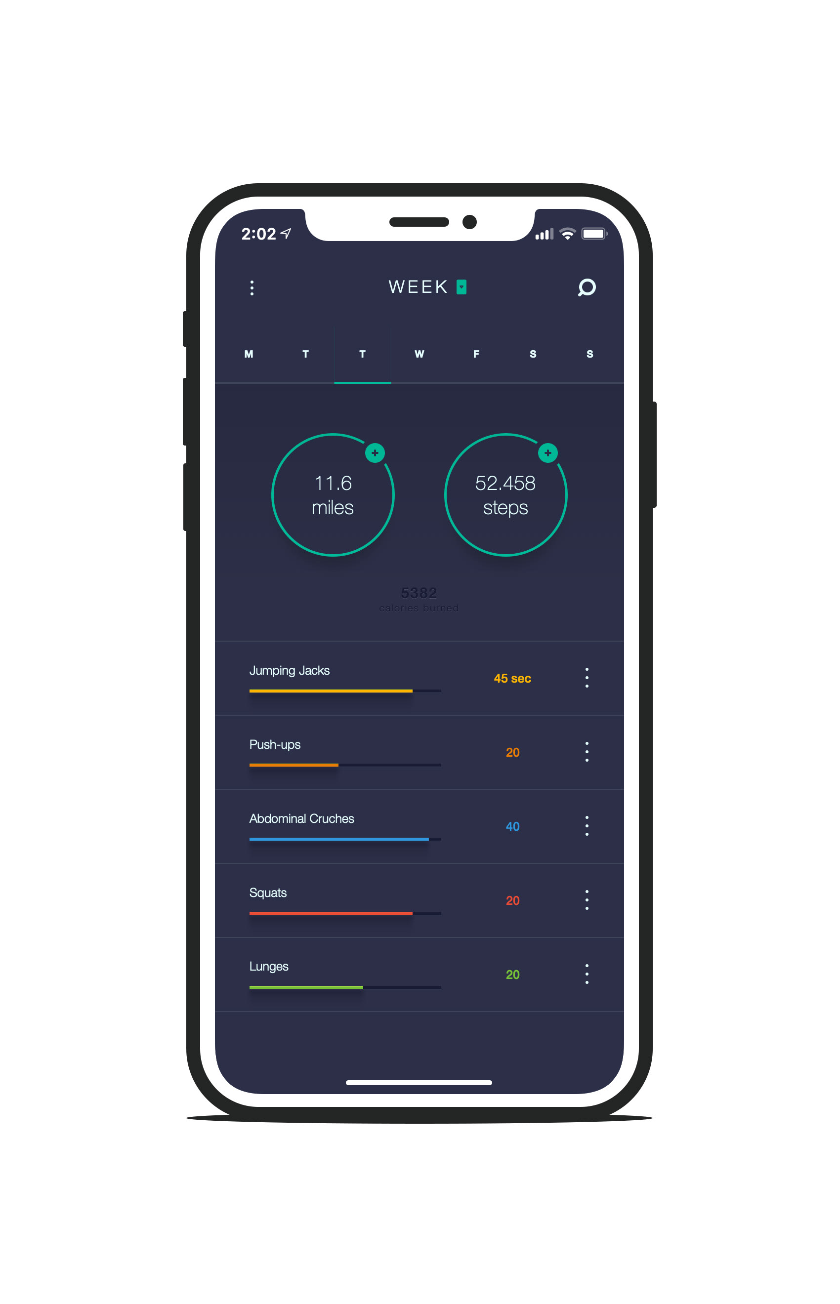 iPhone Workout App UI Concept — Variation 3