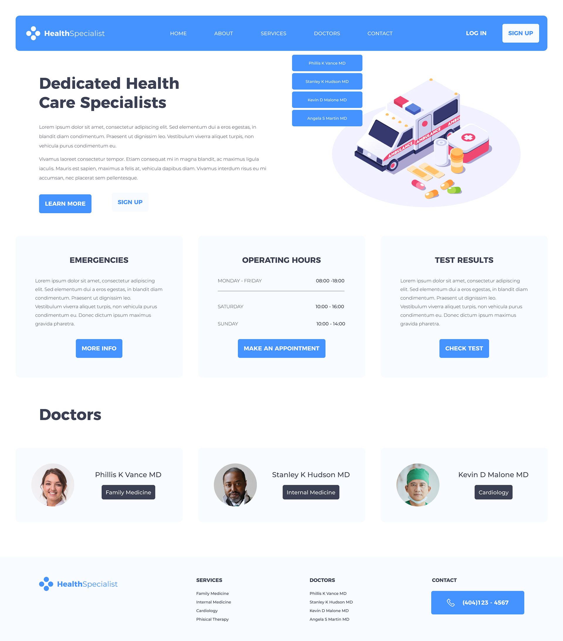 Medical Website UI Concept — Variation 1