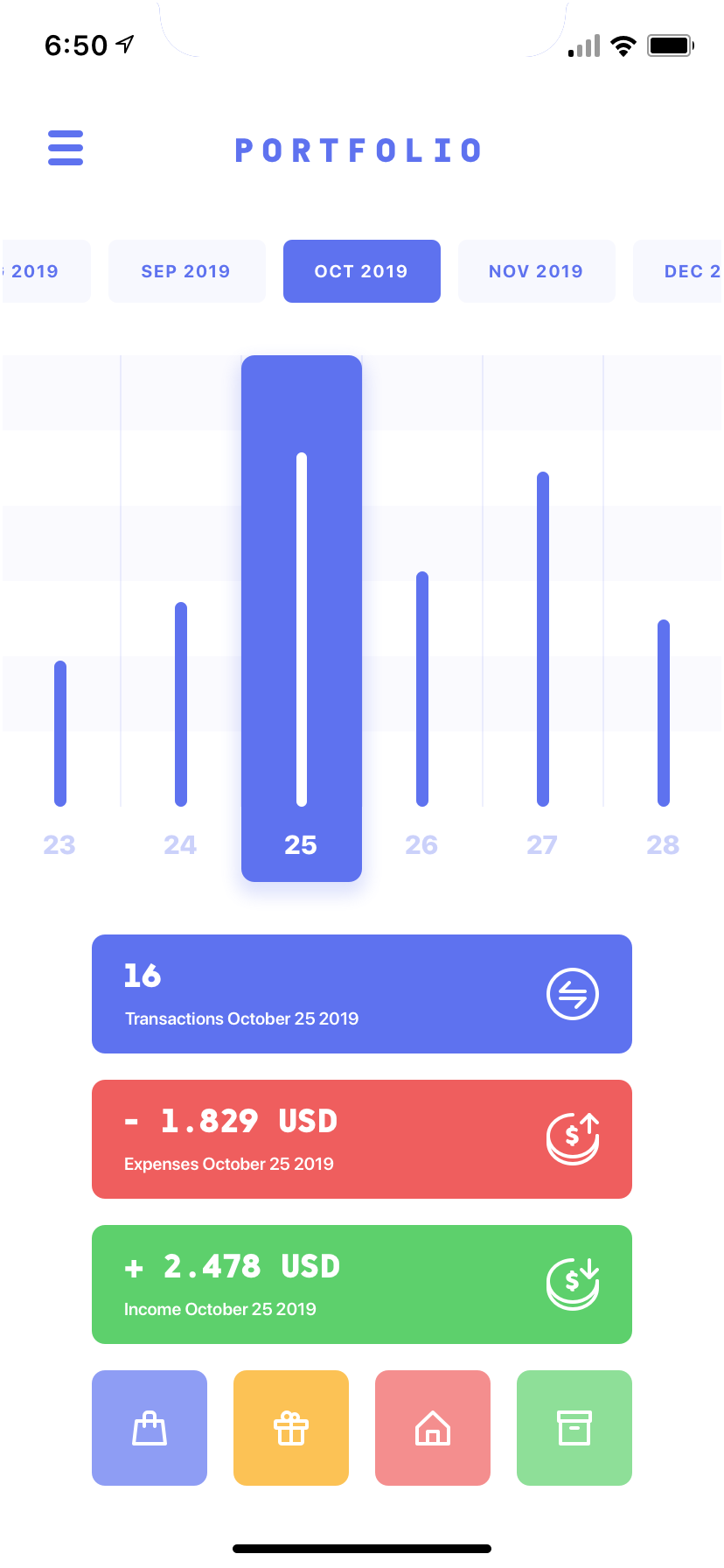 Money Management App UI Concept — Variation 2