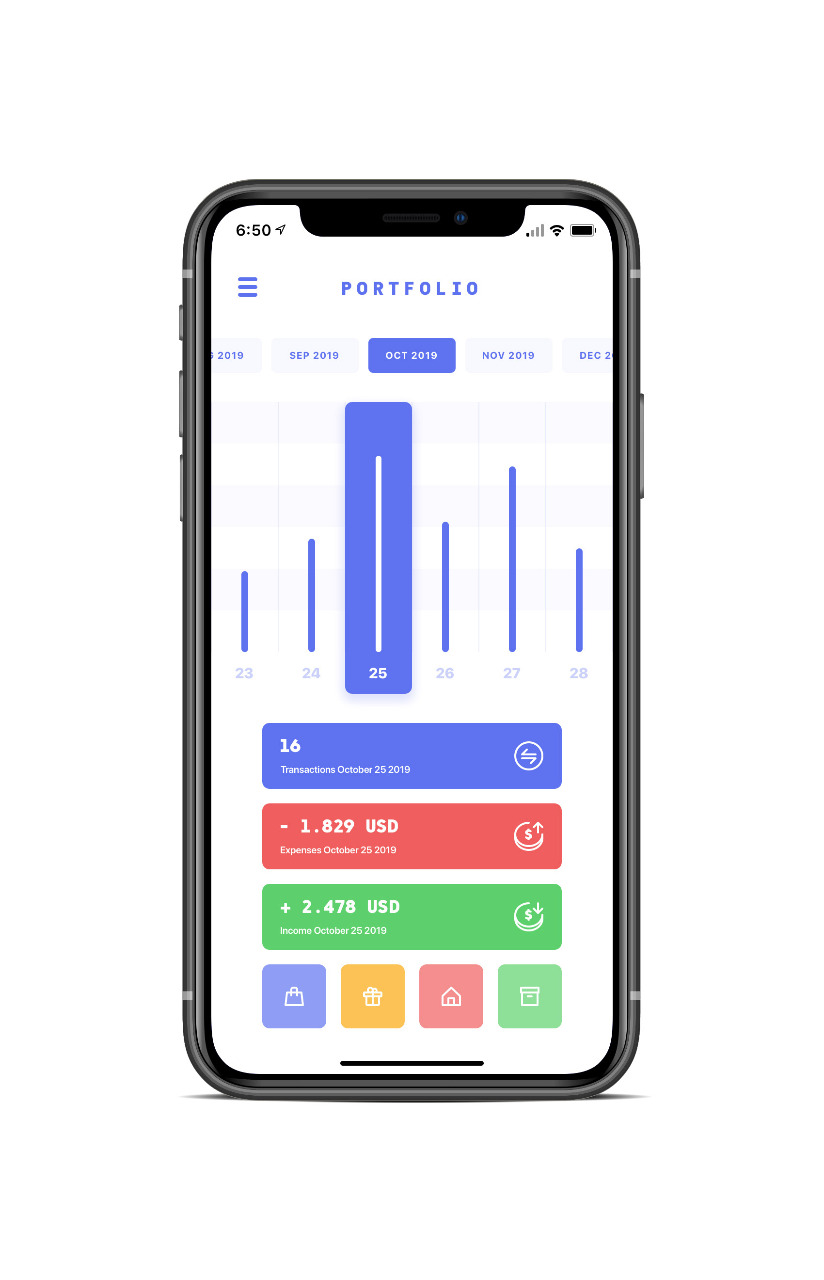 Money Management App UI Concept — Variation 1