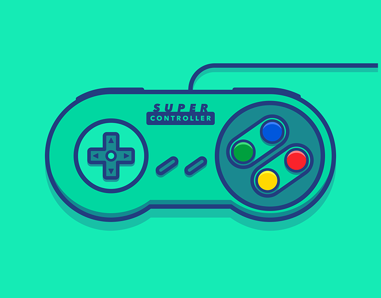 Retro Controller Line Illustration