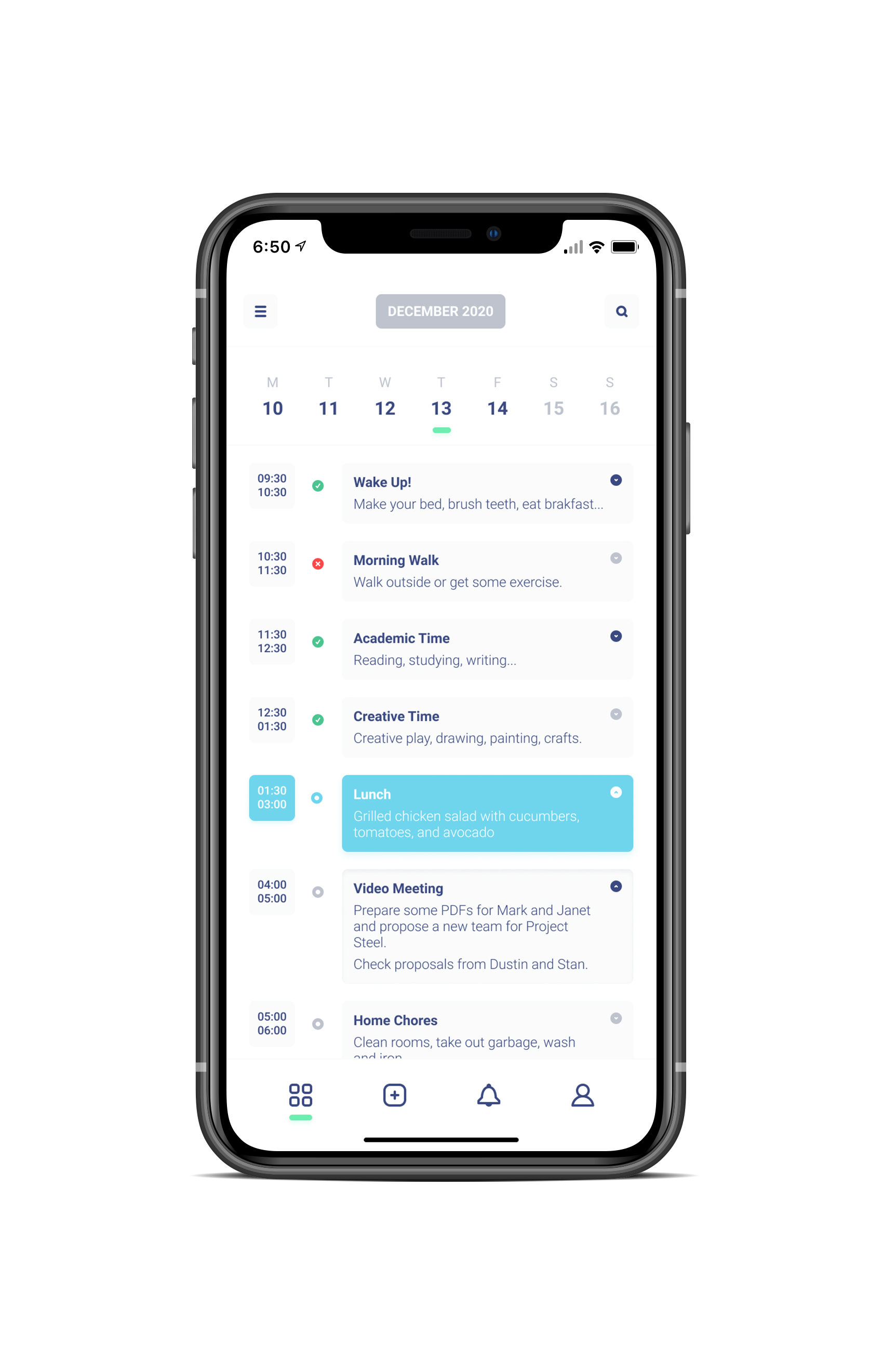 Scheduling App UI Concept — Variation 1