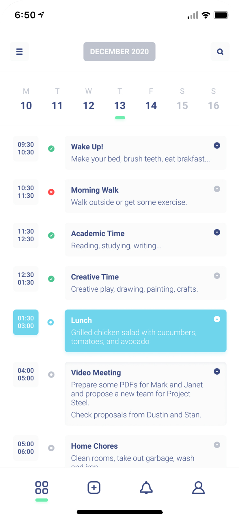 Scheduling App UI Concept — Variation 2