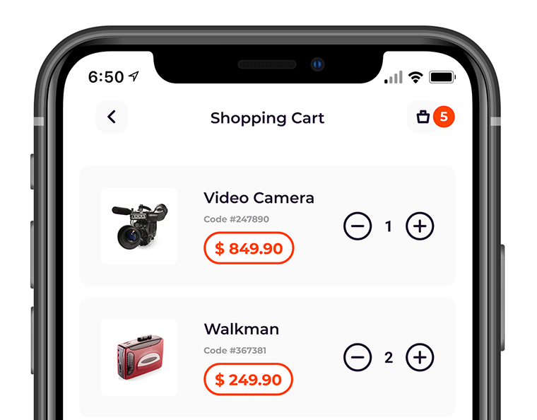 Shopping Cart App UI Concept
