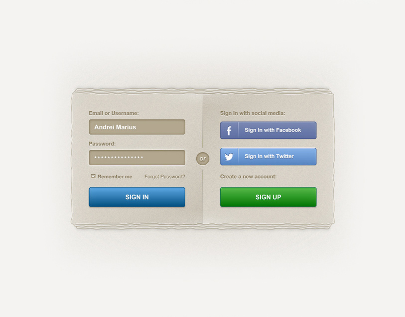 Sign In & Login Screen
