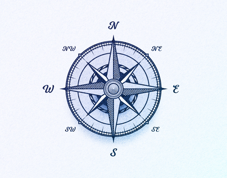 Wind Rose Compass Symbol Illustration